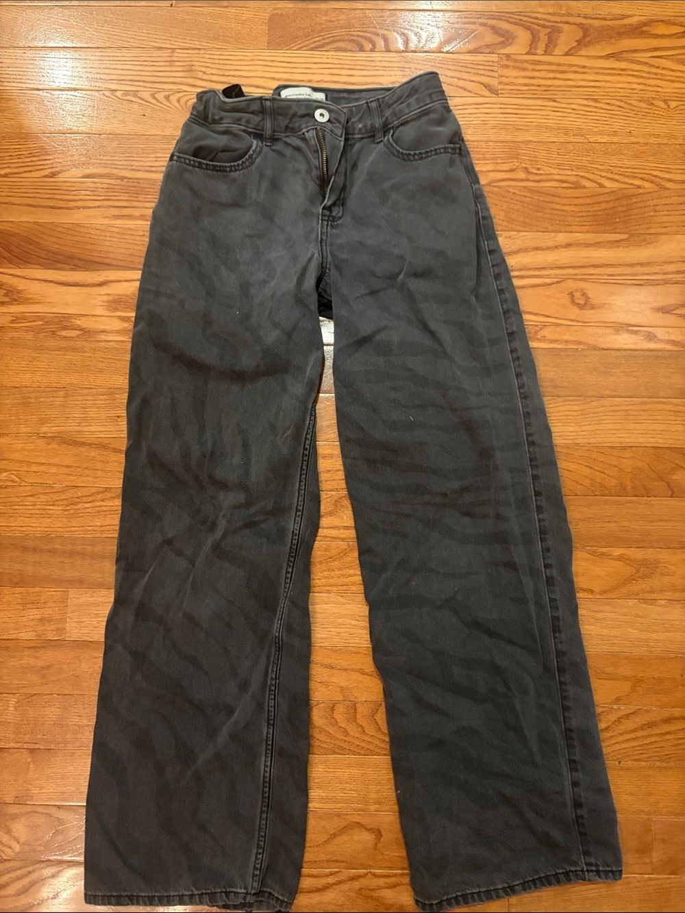 Abercrombie Kids high rise ultra Wide Leg Jeans — Black